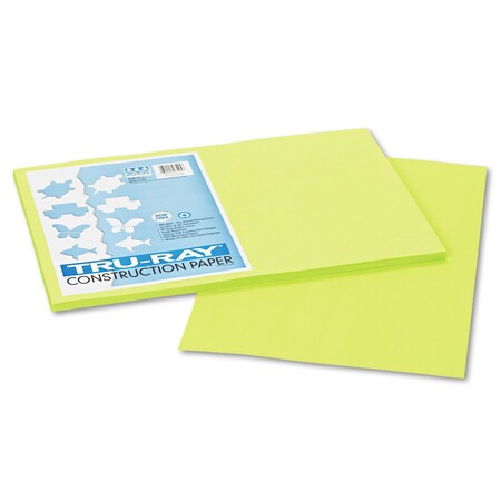 Pacon Tru-Ray Construction Paper, 76 lb Text Weight, 12 x 18, Brilliant Lime, PK50 103425